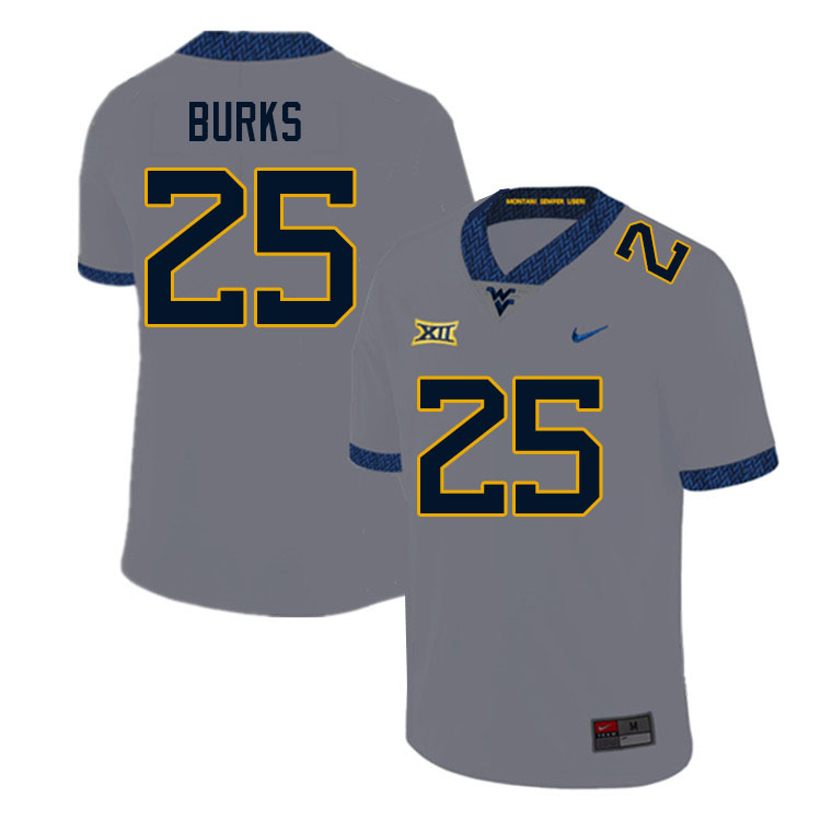 Men #25 Aubrey Burks West Virginia Mountaineers College Football Jerseys Sale-Gray